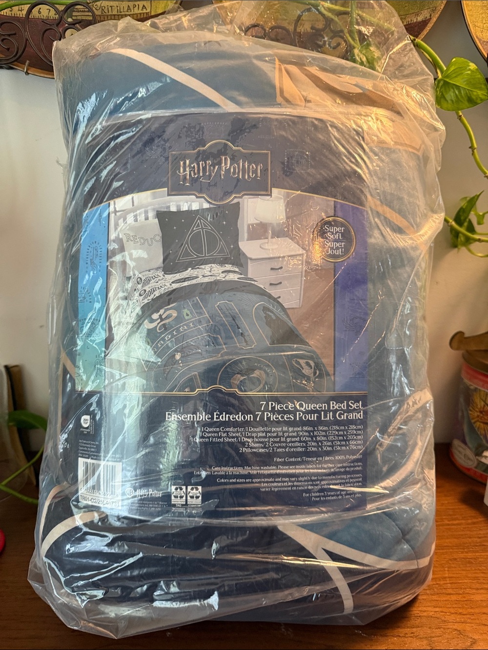 Harry Potter 7-Piece Queen Bed Set - Navy Blue & Gray
